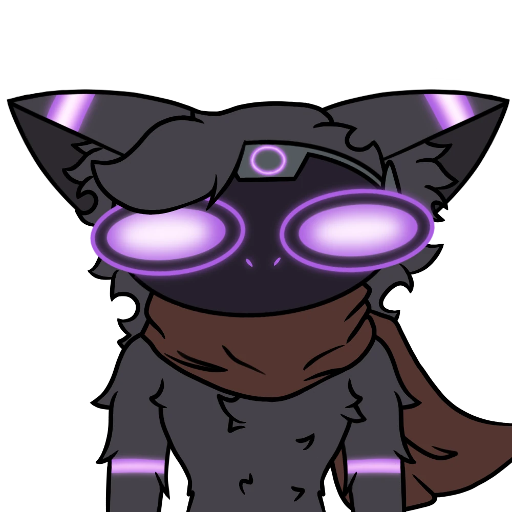 a silly bust of a protogen who is dark grey with purple accents. they seem shocked. the background is transparent.