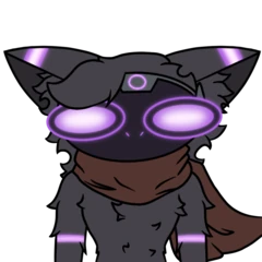 a silly bust of a protogen who is dark grey with purple accents. they seem shocked. the background is transparent.